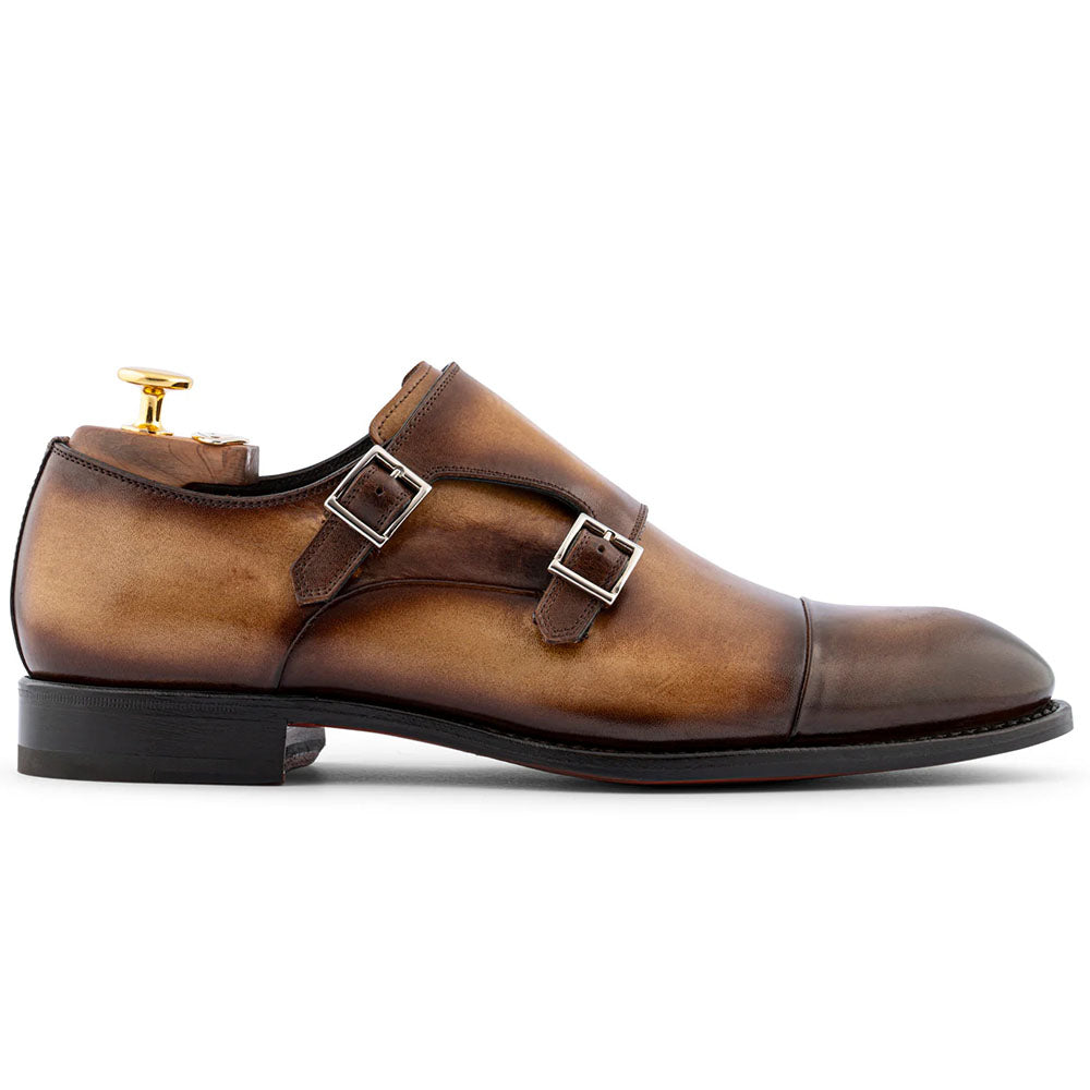 Harris Firenze 1913 Hand-Shaded Leather Double Monk Strap Petroleum