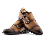 Harris Firenze 1913 Hand-Shaded Leather Double Monk Strap Brown