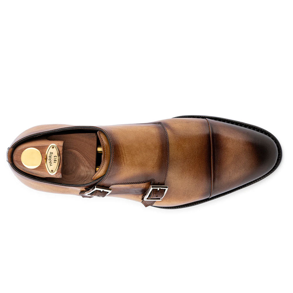 Harris Firenze 1913 Hand-Shaded Leather Double Monk Strap Brown