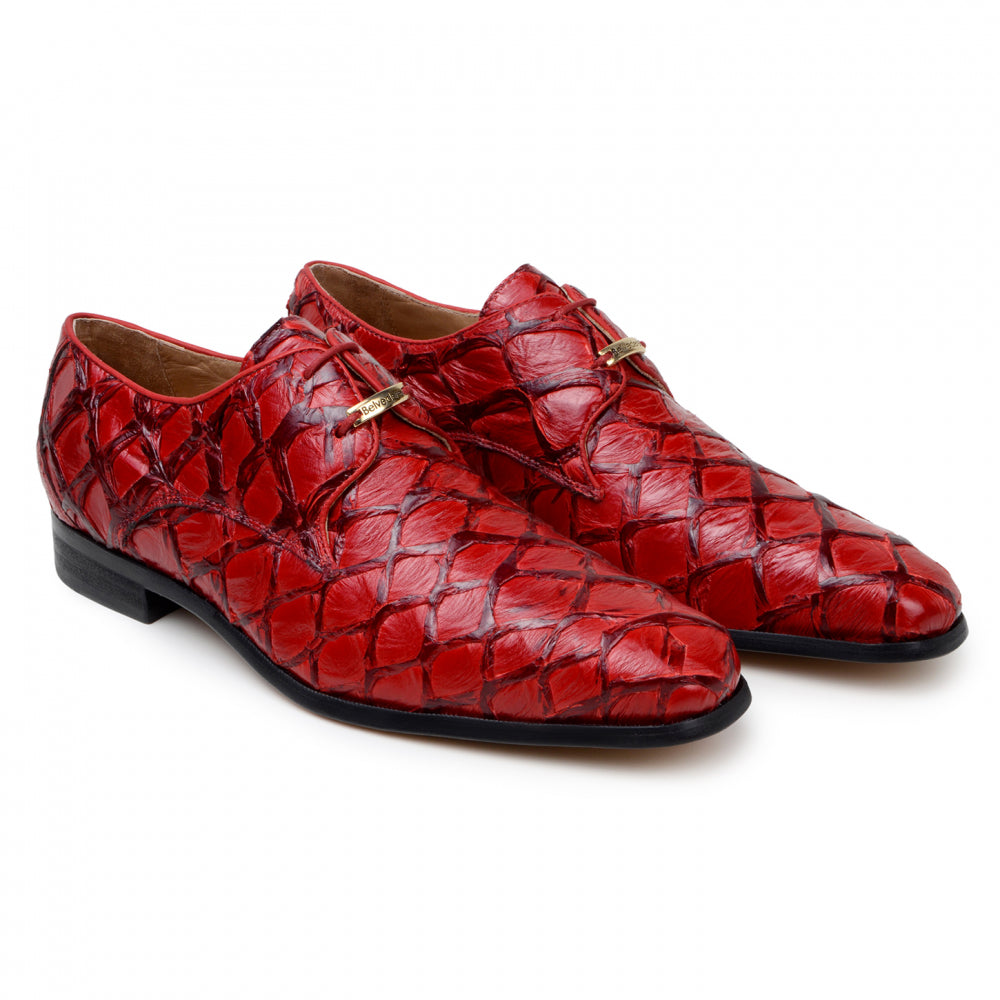 Belvedere Renzo Genuine Pirarucu Shoes Red