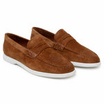 Belvedere Studio Niko Suede Hybrid Penny Loafer Bourbon