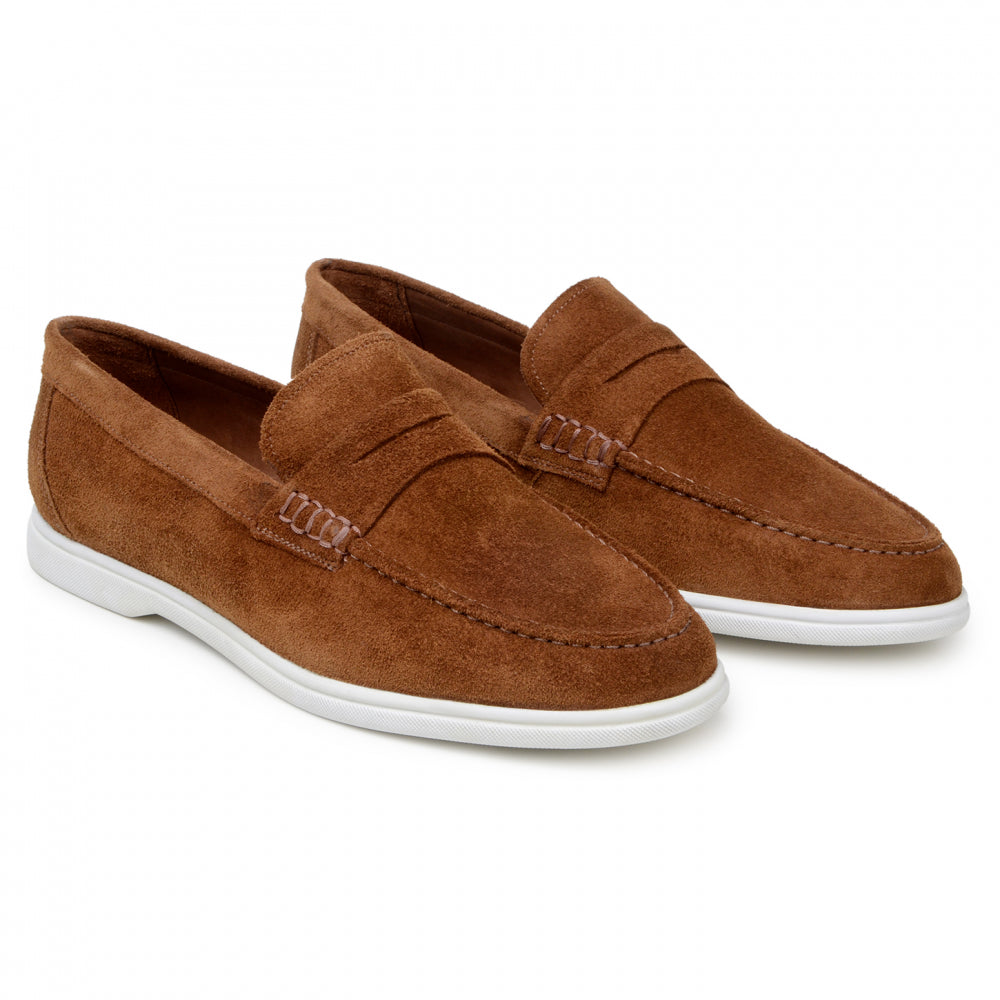 Belvedere Studio Niko Suede Hybrid Penny Loafer Bourbon