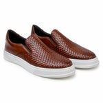 Belvedere Studio Fernando Woven Deerskin Slip-On Sneakers Antique Tan