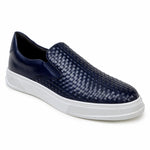 Belvedere Studio Fernando Woven Deerskin Slip-On Sneakers Navy