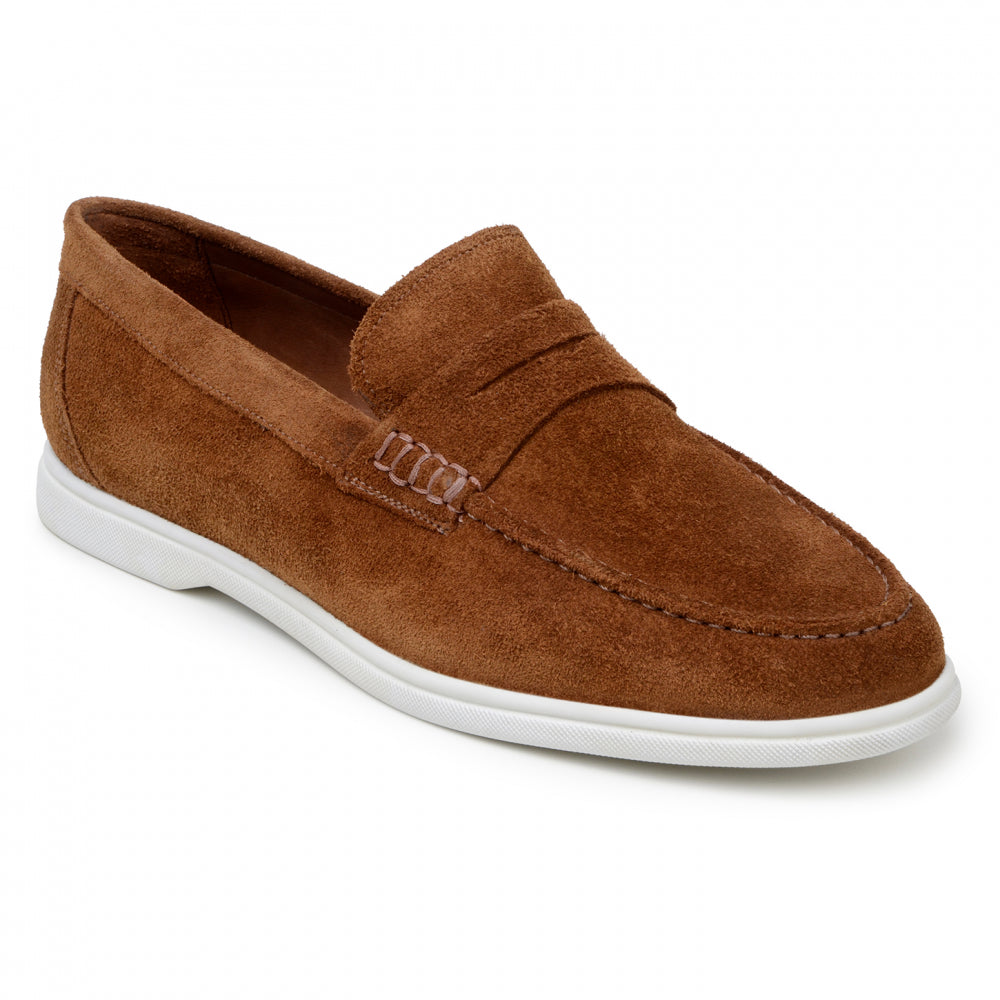 Belvedere Studio Niko Suede Hybrid Penny Loafer Bourbon