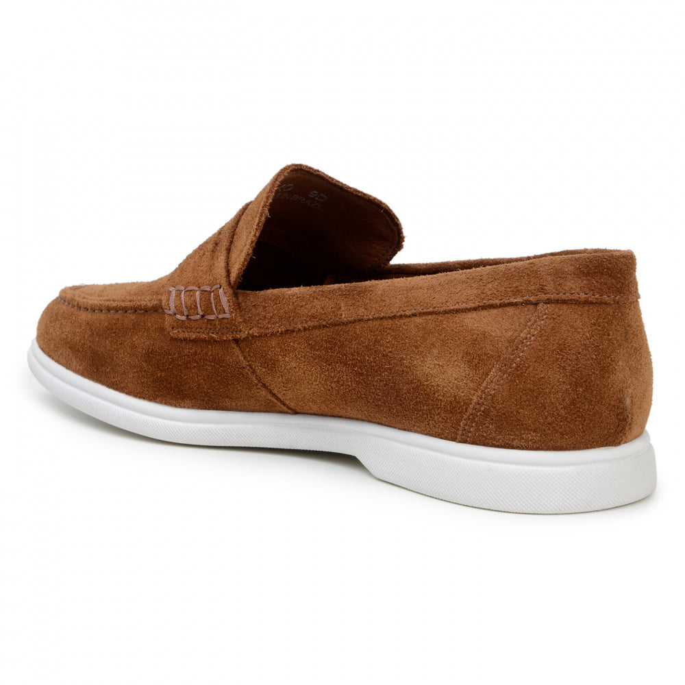 Belvedere Studio Niko Suede Hybrid Penny Loafer Bourbon