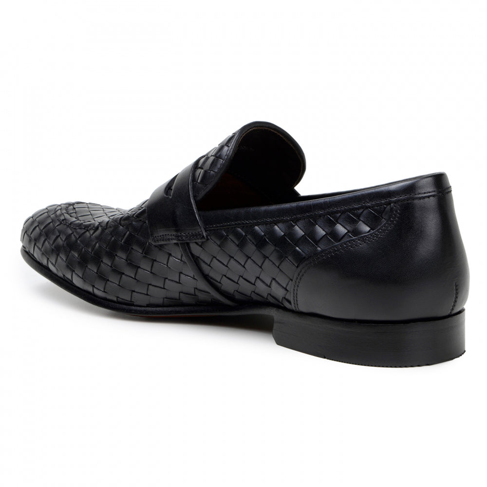 Belvedere Studio Luca Woven Penny Loafer Black