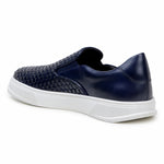 Belvedere Studio Fernando Woven Deerskin Slip-On Sneakers Navy