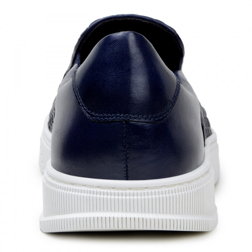 Belvedere Studio Fernando Woven Deerskin Slip-On Sneakers Navy