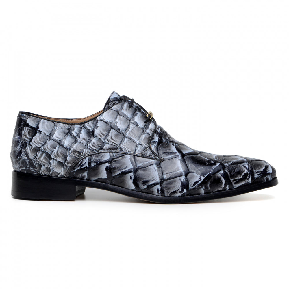 Belvedere Renzo Genuine Pirarucu Shoes Ivory/Black Rise
