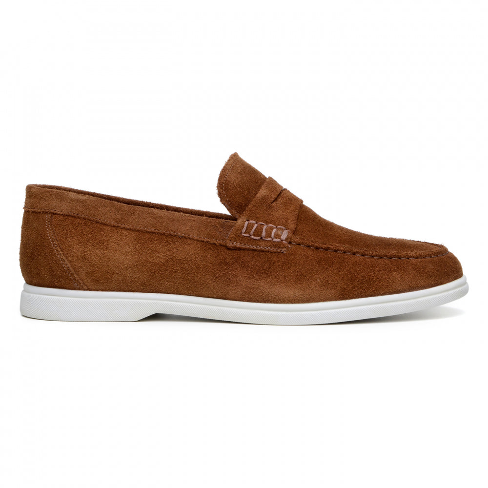 Belvedere Studio Niko Suede Hybrid Penny Loafer Bourbon