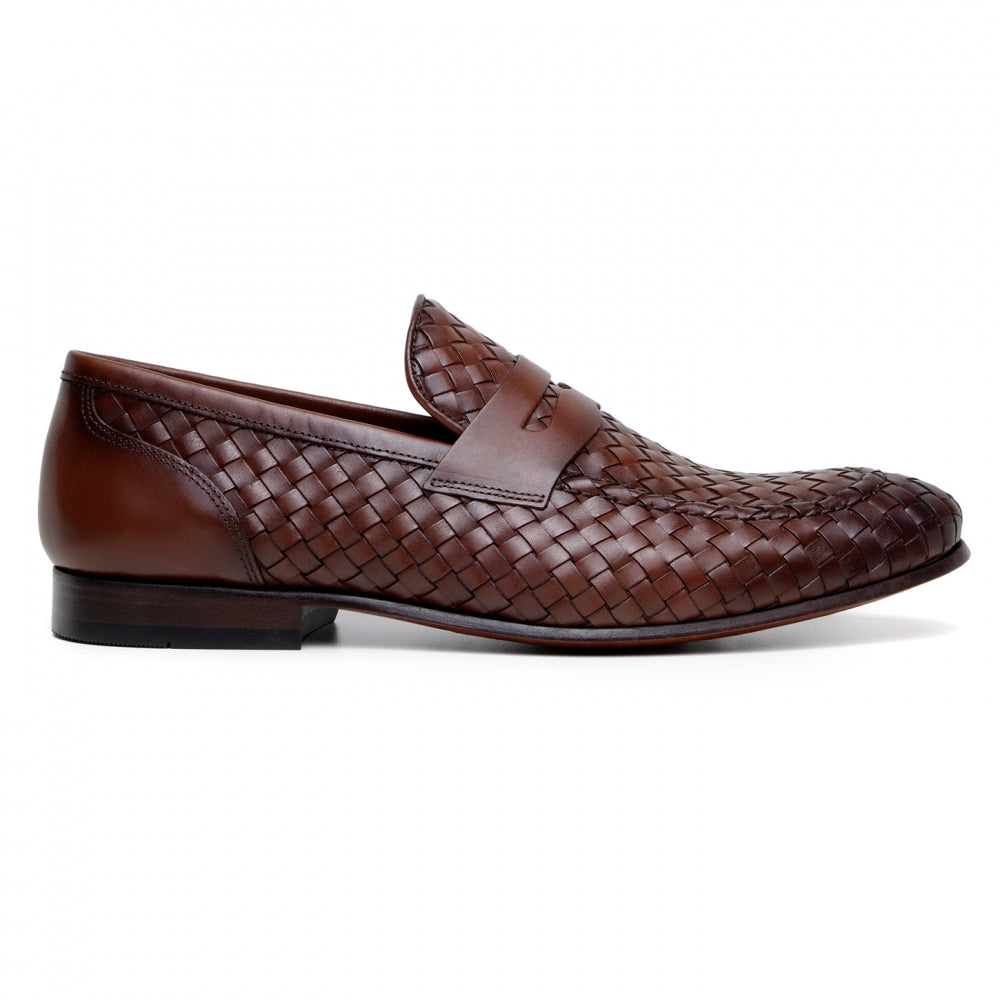 Belvedere Studio Luca Woven Penny Loafer Antique Tan