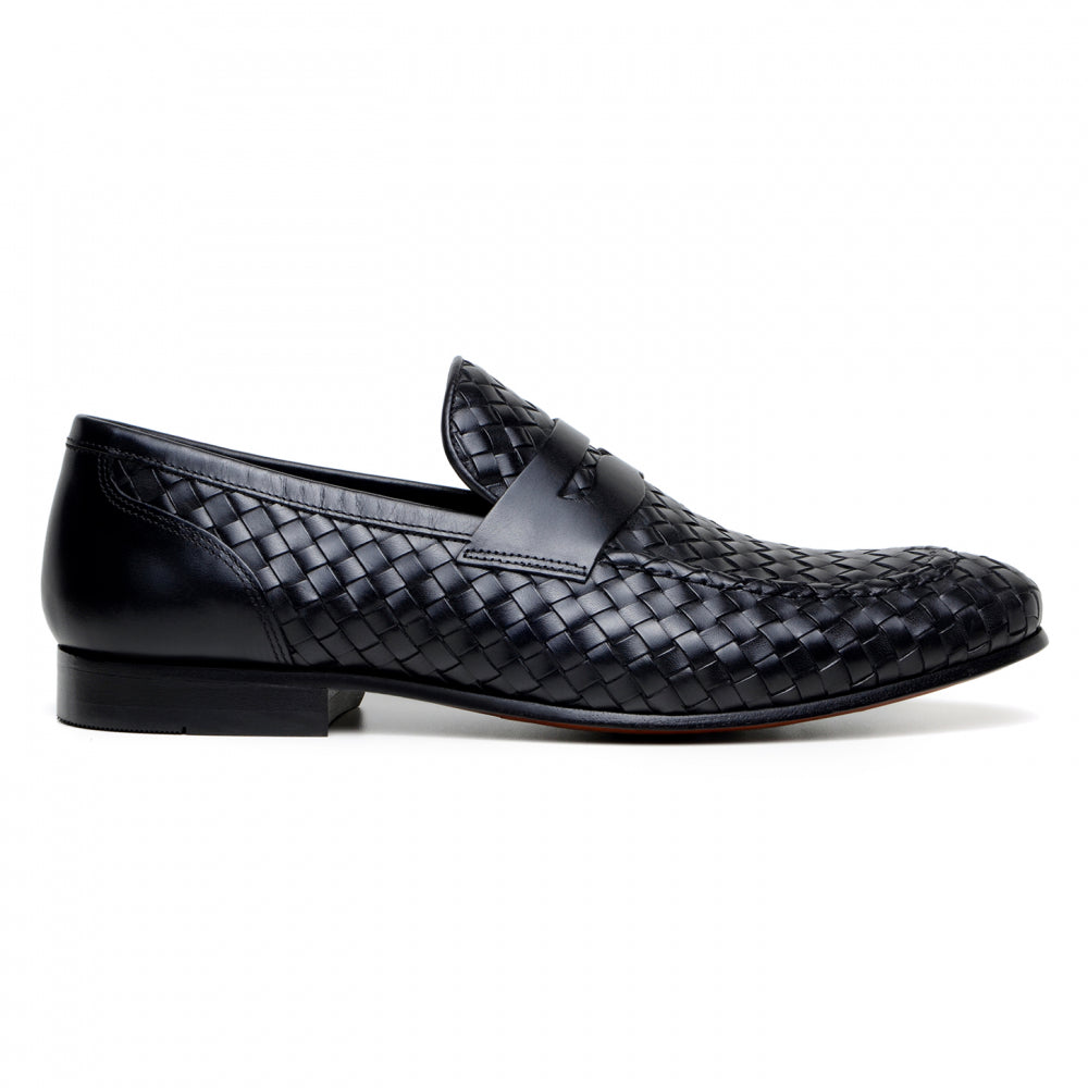Belvedere Studio Luca Woven Penny Loafer Black