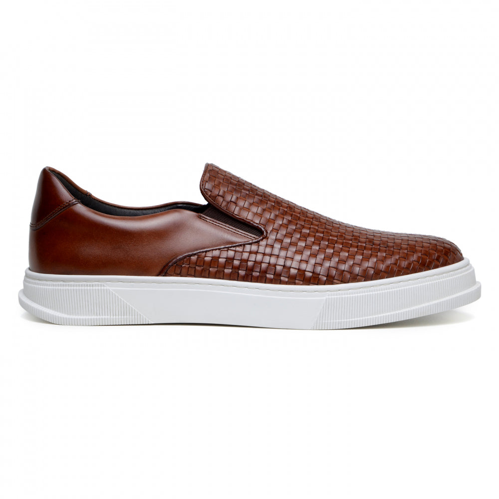 Belvedere Studio Fernando Woven Deerskin Slip-On Sneakers Antique Tan
