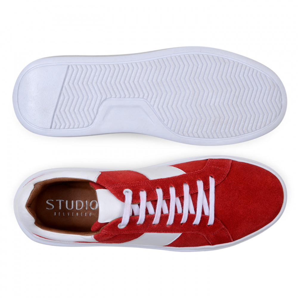 Belvedere Studio Olivier Suede Sneaker Red