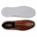 Belvedere Studio Fernando Woven Deerskin Slip-On Sneakers Antique Tan