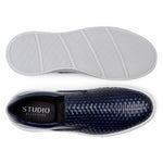 Belvedere Studio Fernando Woven Deerskin Slip-On Sneakers Navy