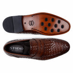 Belvedere Studio Luca Woven Penny Loafer Antique Tan