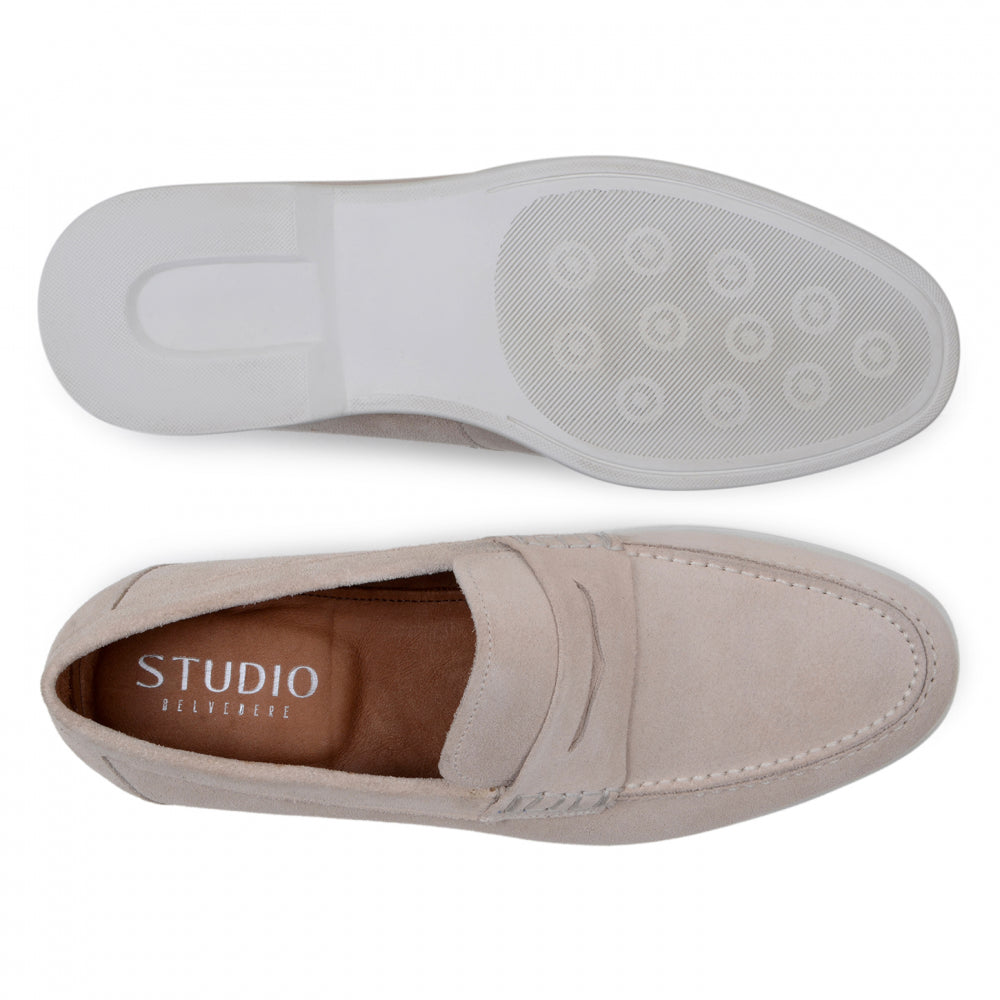 Belvedere Studio Niko Suede Hybrid Penny Loafer Sand
