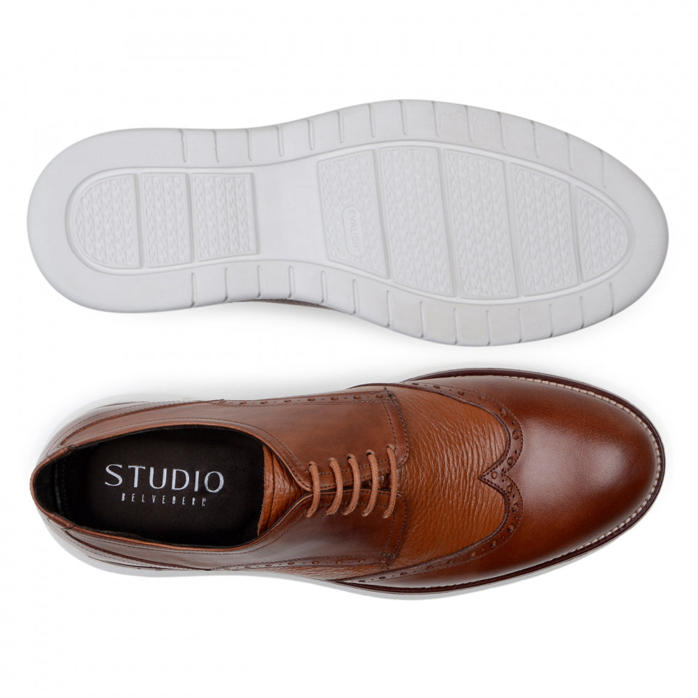 Belvedere Studio Enzo Hybrid Deerskin Derby Antique Tan