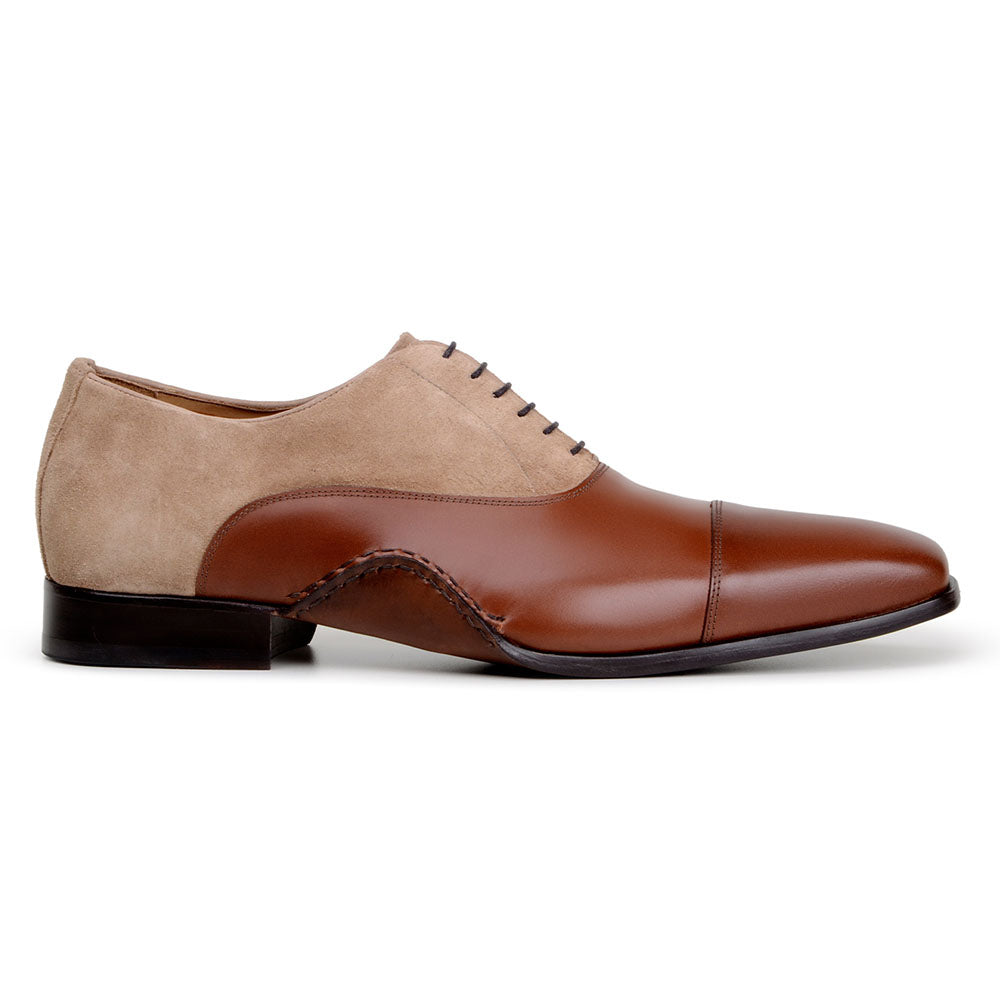 Belvedere Studio Leontes Leather & Suede Cap Toe Oxford Cognac / Oat