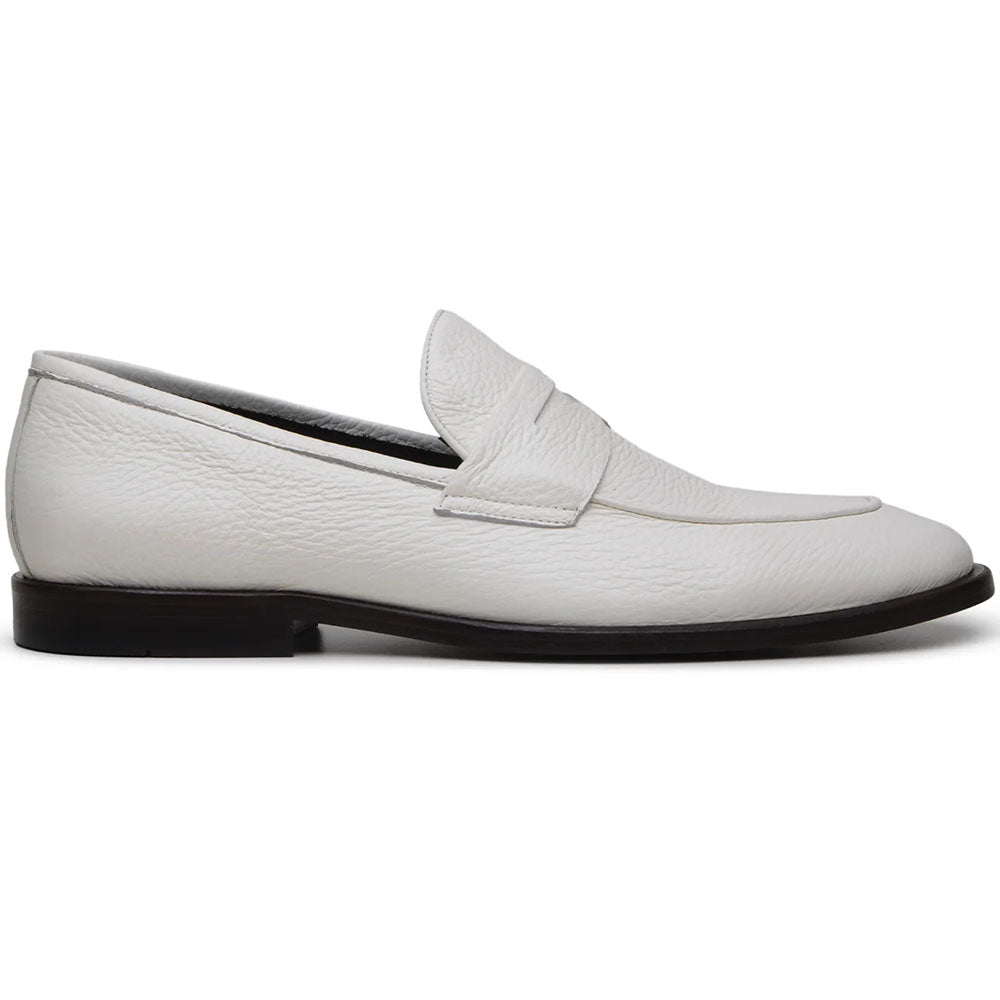 Belvedere Studio Nohr Genuine Italian Deerskin Penny Loafers White