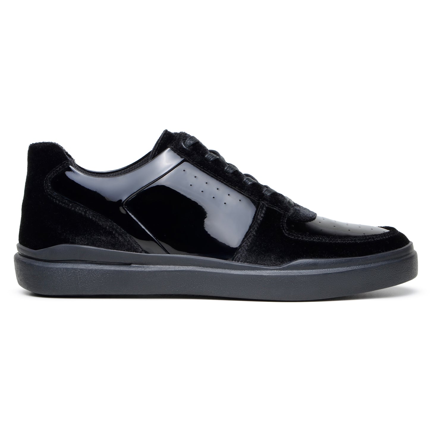 Belvedere Studio Edmound Patent Leather & Velvet Sneakers Black