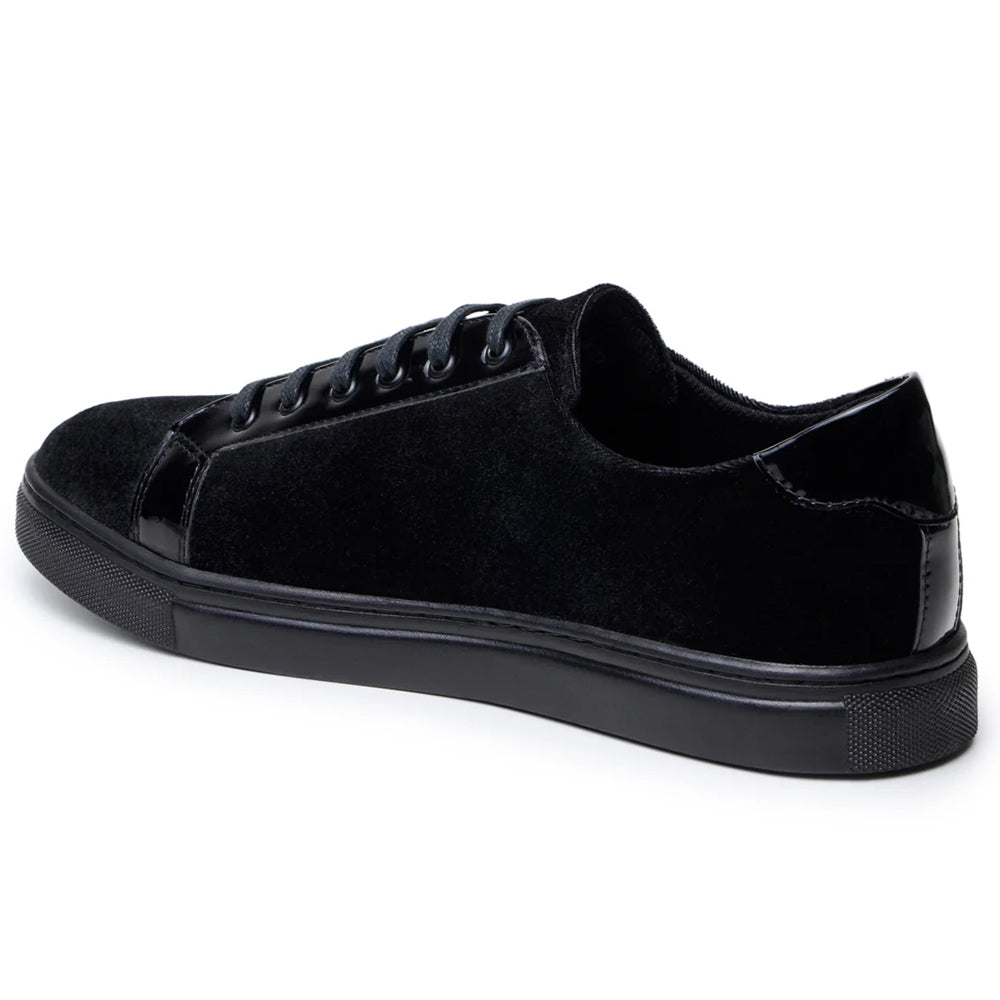 Belvedere Studio Teo Velvet / Patent Leather Formal Sneakers Black