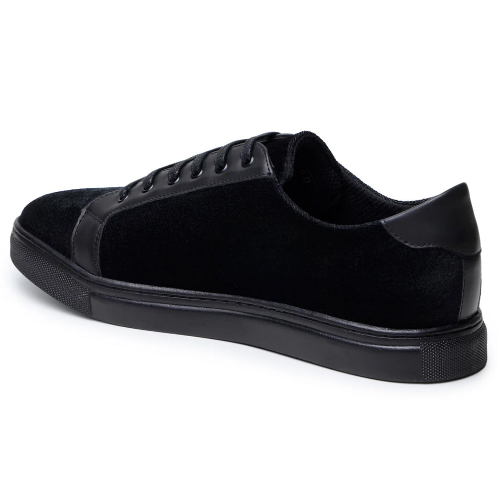 Belvedere Studio Prince Velvet / Leather Formal Sneakers Black