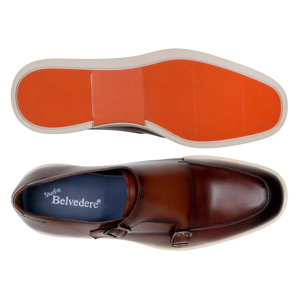 Belvedere Studio Marcio Double Monk Strap Sneaker Cognac