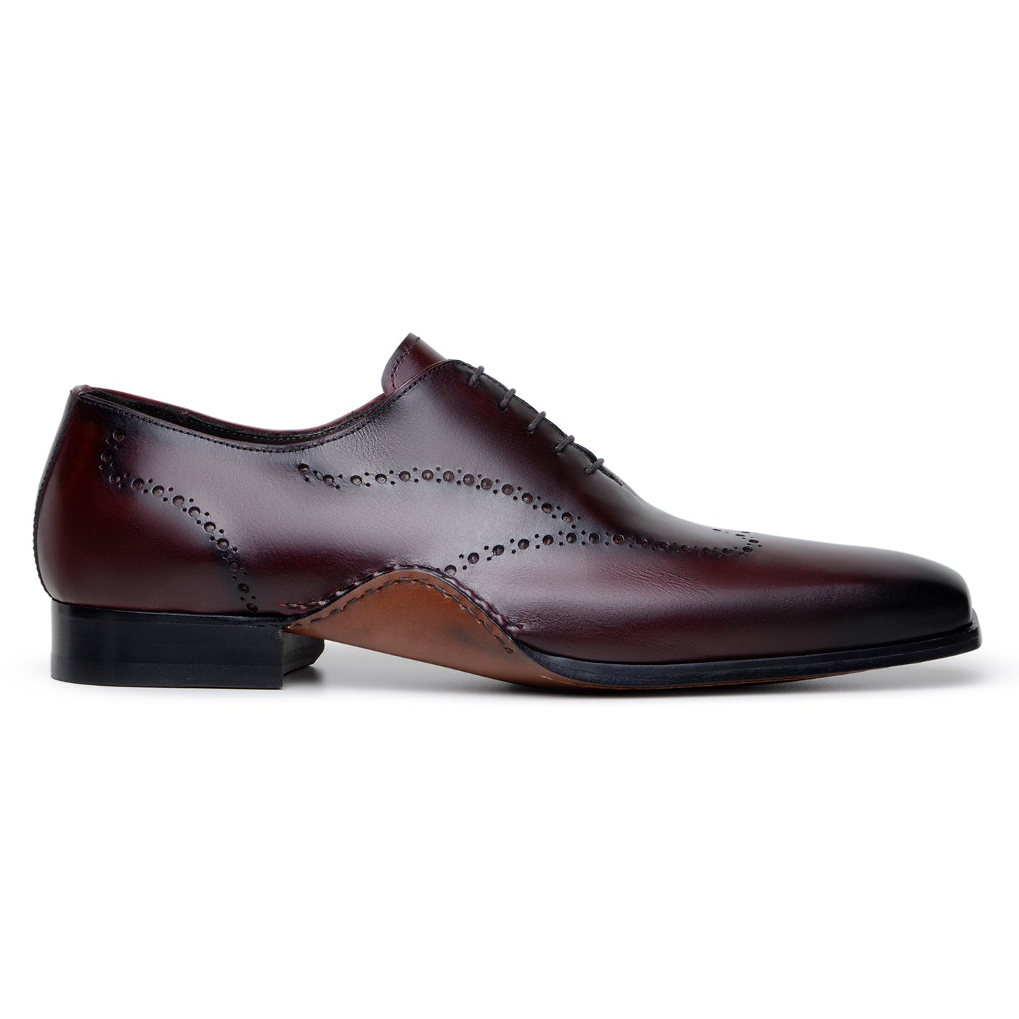 Belvedere Studio Otto Italian Calfskin Wingtip Oxford Antique Burgundy