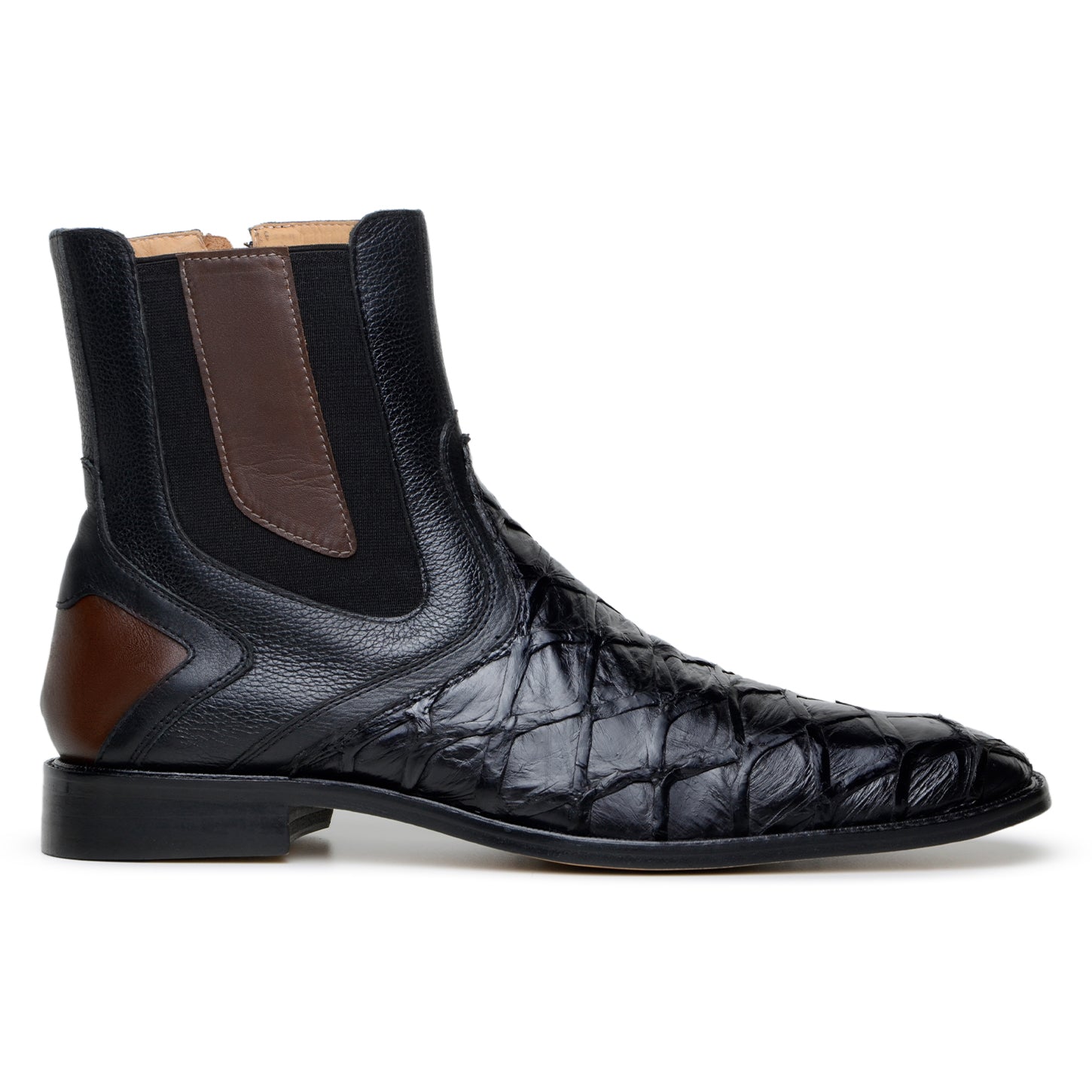 Belvedere Lima Genuine Pirarucu Chelsea Boots Black