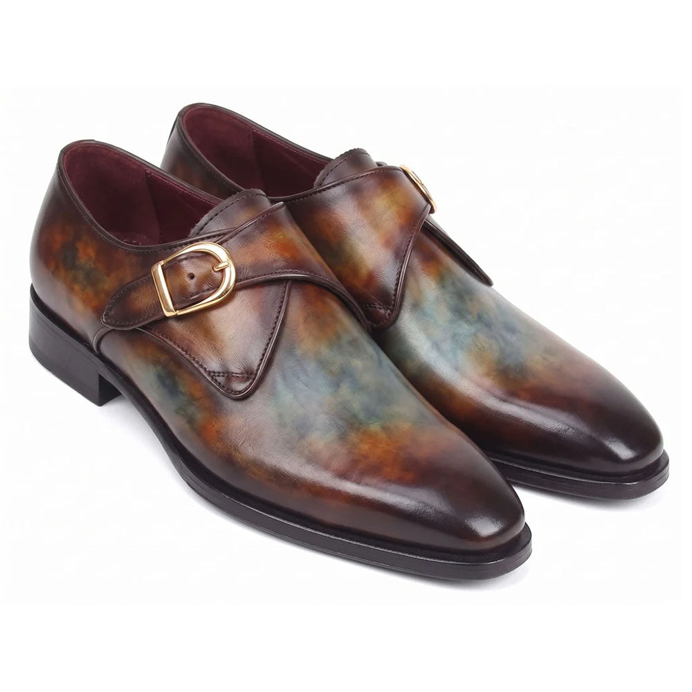 Paul Parkman Patina Single Monkstrap Green & Brown