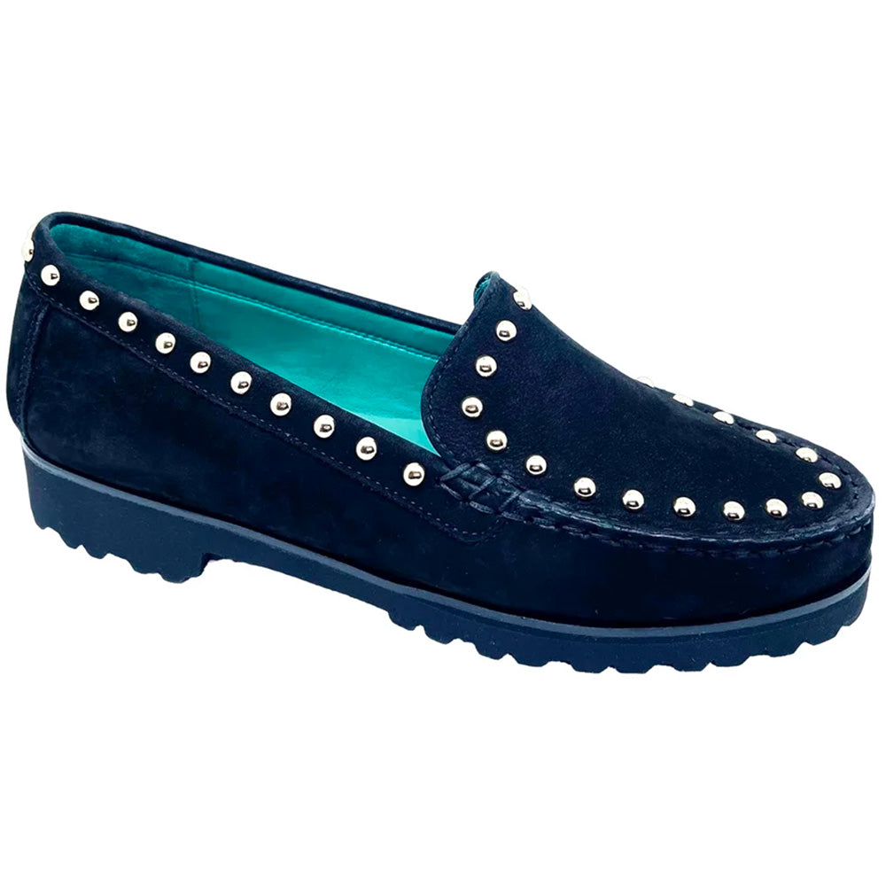 Robert Zur Women's Diane Studded Suede Loafer Black
