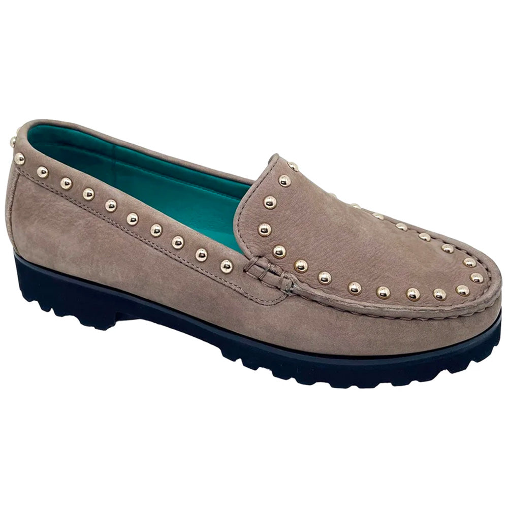 Robert Zur Women's Diane Studded Suede Loafer Tan