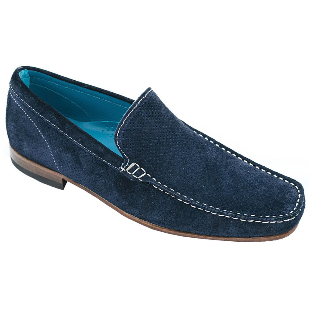 Belvedere Diego Perforated Suede Loafer Blue