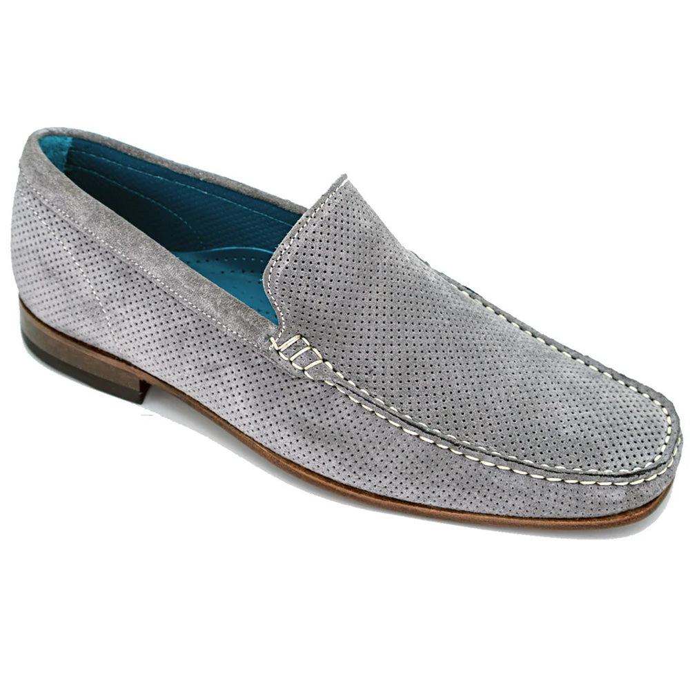 Belvedere Diego Perforated Suede Loafer Metal