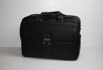 Torino Leather Double Zip Brief in Tumbled Leather - Black