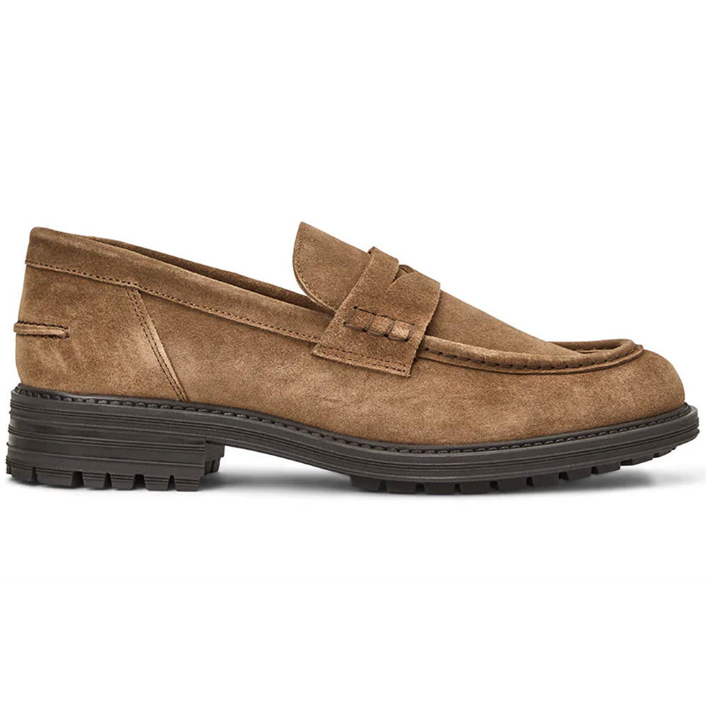 Aquatalia Ellis Suede Penny Loafer Cognac