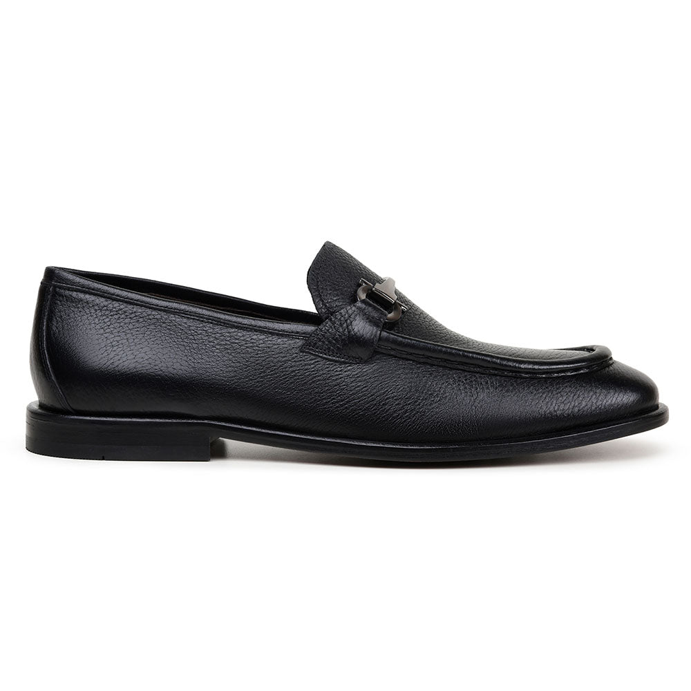 Belvedere Studio Emilio Genuine Italian Deerskin Bit Loafers Black