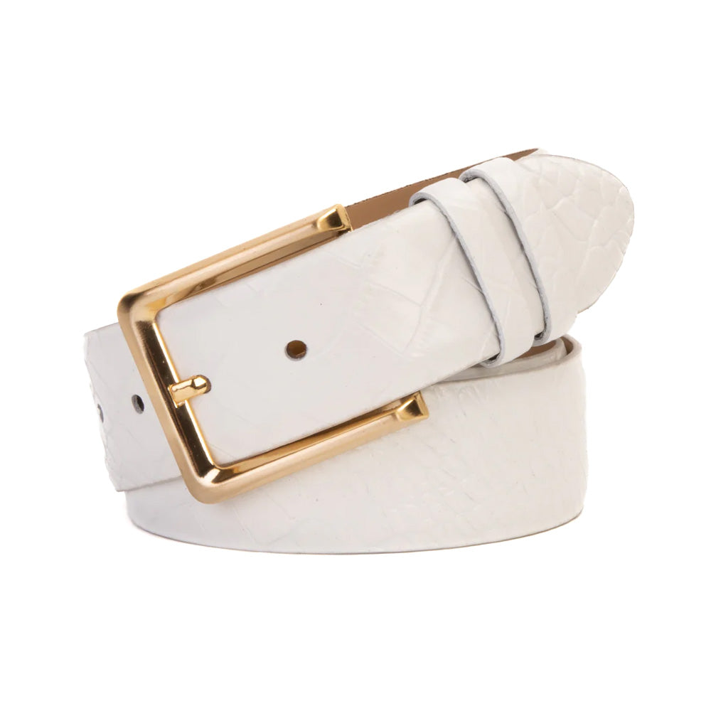 Vinci Leather The Monaco Leather Belt White
