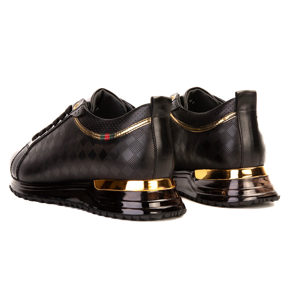 Vinci Leather The Cenova Leather Sneaker Black