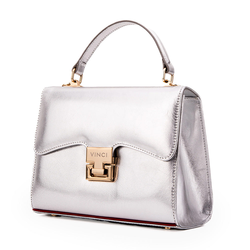 Vinci Leather The Ege Women's Leather Handbag Silver