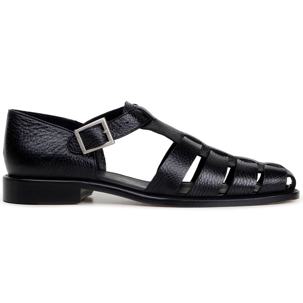 Belvedere Studio Elio Deerskin Fisherman Sandal Black