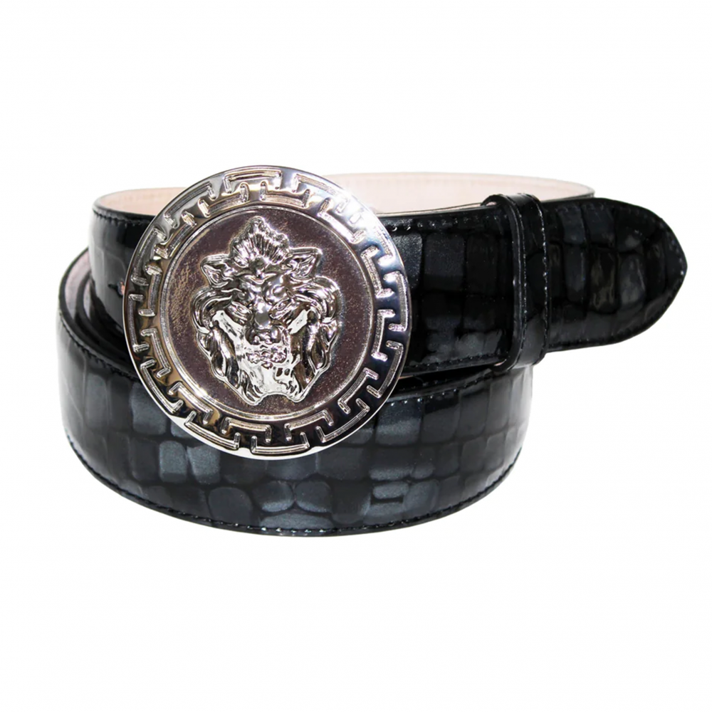 Emilio Franco Couture NS1 Patent Croco Print Belt Black / Grey