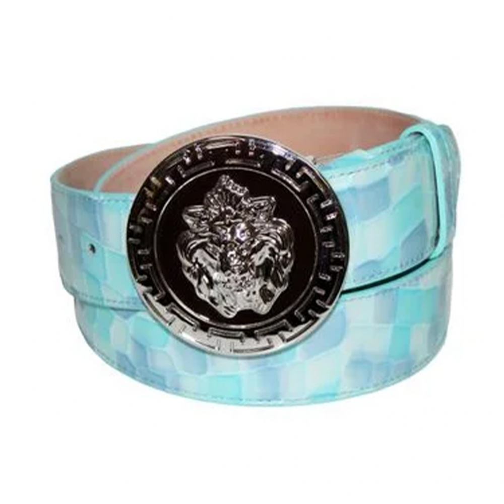 Emilio Franco Couture NS1 Patent Croco Print Belt Light Blue Multi