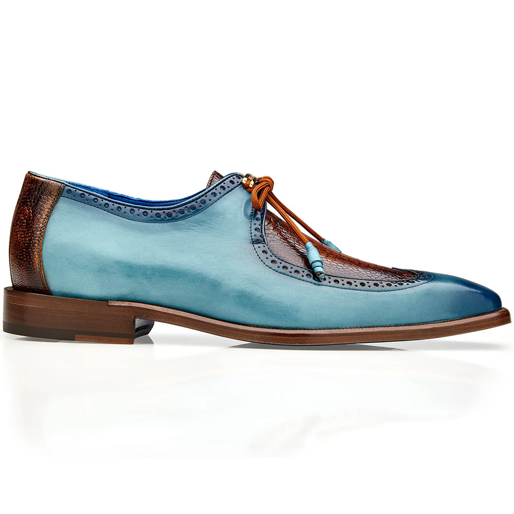 Belvedere Etore Ostrich Wingtip Shoes Antique Aqua / Antique Almond