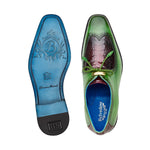 Belvedere Etore Ostrich Wingtip Shoes Emerald / Wine (F01)