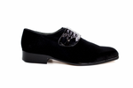 Belvedere Fede Velvet & Crocodile Strap Loafers Black
