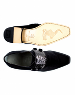 Belvedere Fede Velvet & Crocodile Strap Loafers Black